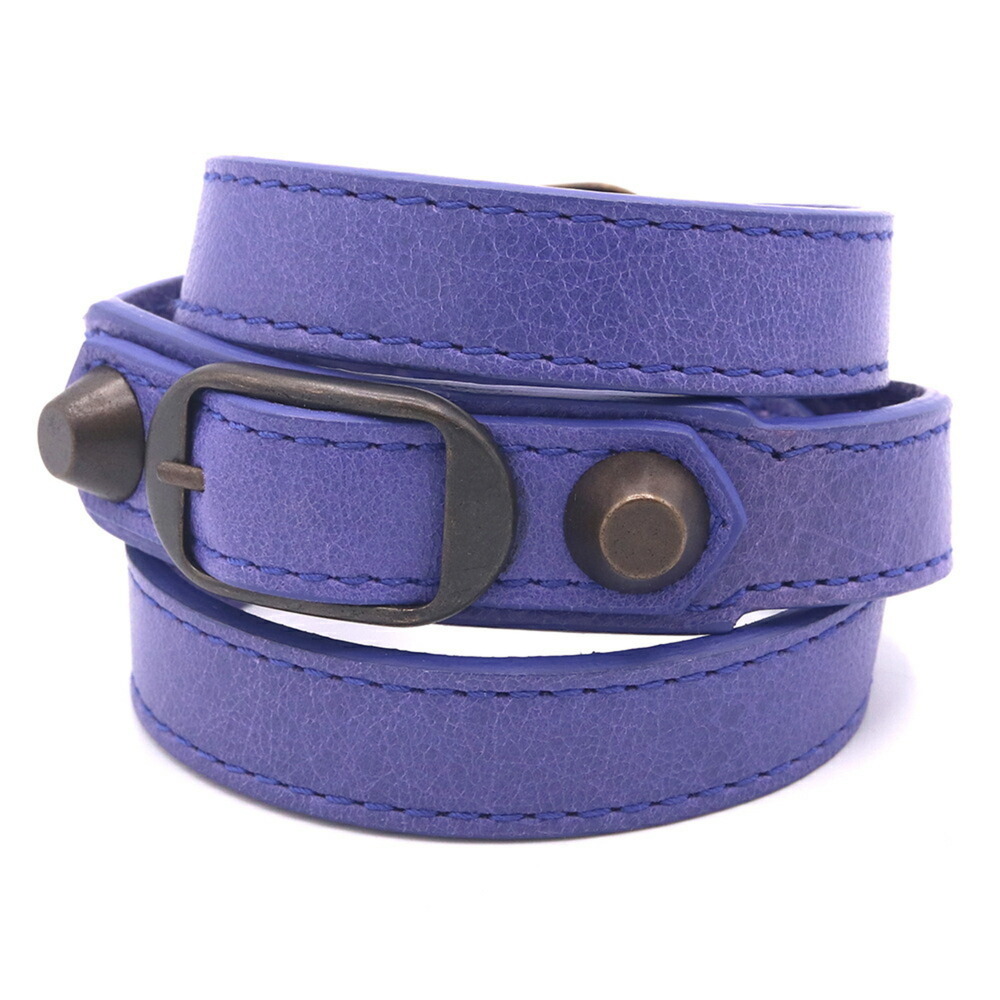 BALENCIAGA Purple Leather Charm Bracelet